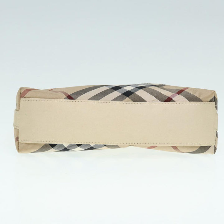 Burberry Nova Check Hand Bag Nylon Beige Silver Auth 88598
