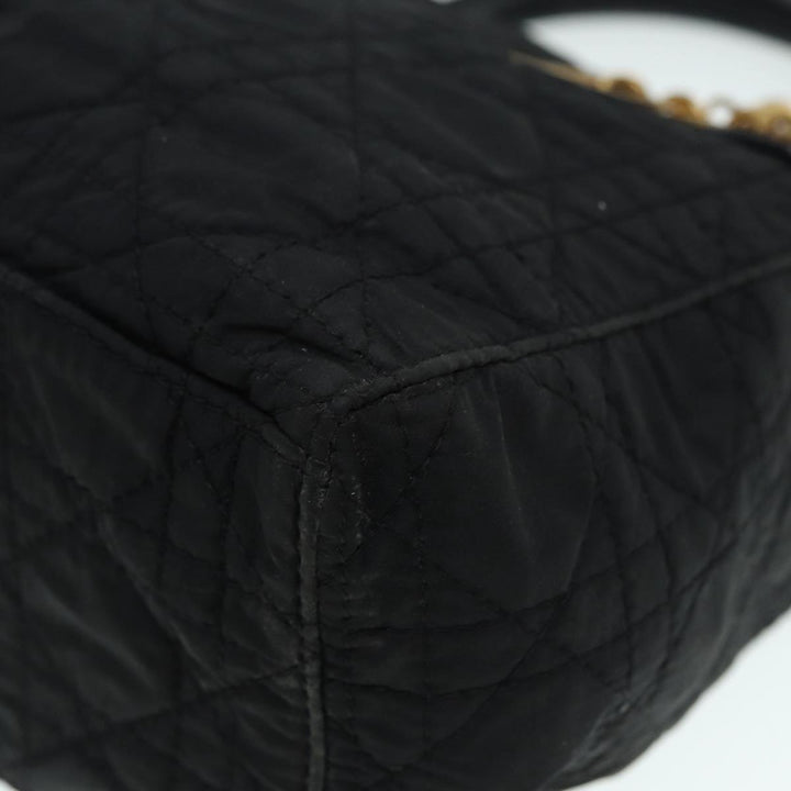 CHRISTIAN Top quality Dior Canage Hand Bag Nylon Black Gold Auth 88600