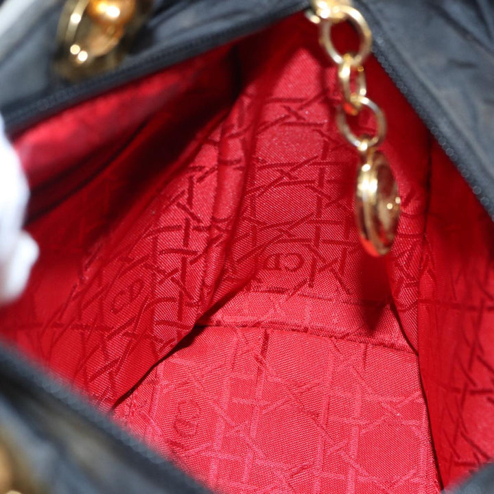 CHRISTIAN Top quality Dior Canage Hand Bag Nylon Black Gold Auth 88600