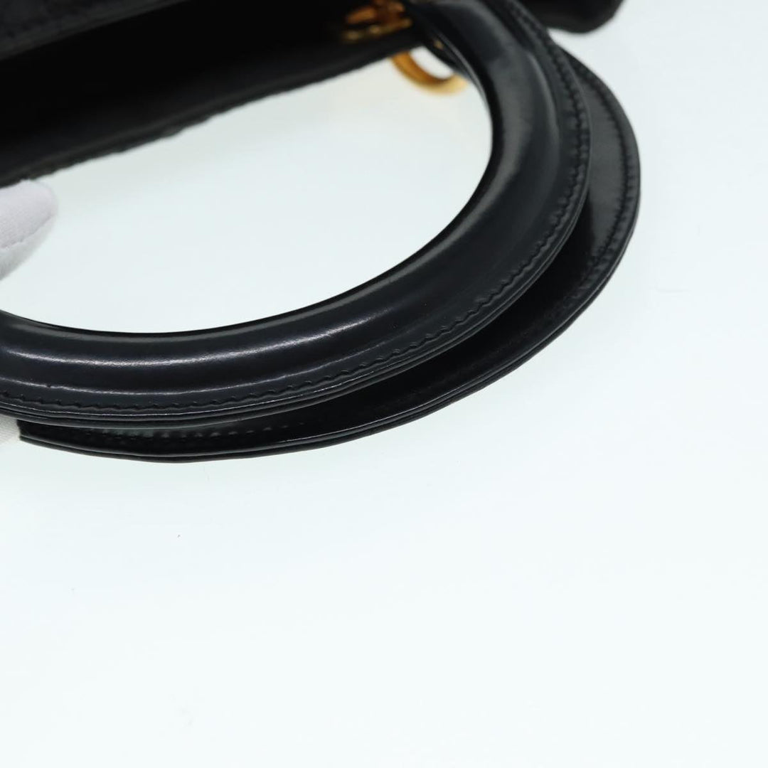 CHRISTIAN Top quality Dior Canage Hand Bag Nylon Black Gold Auth 88600