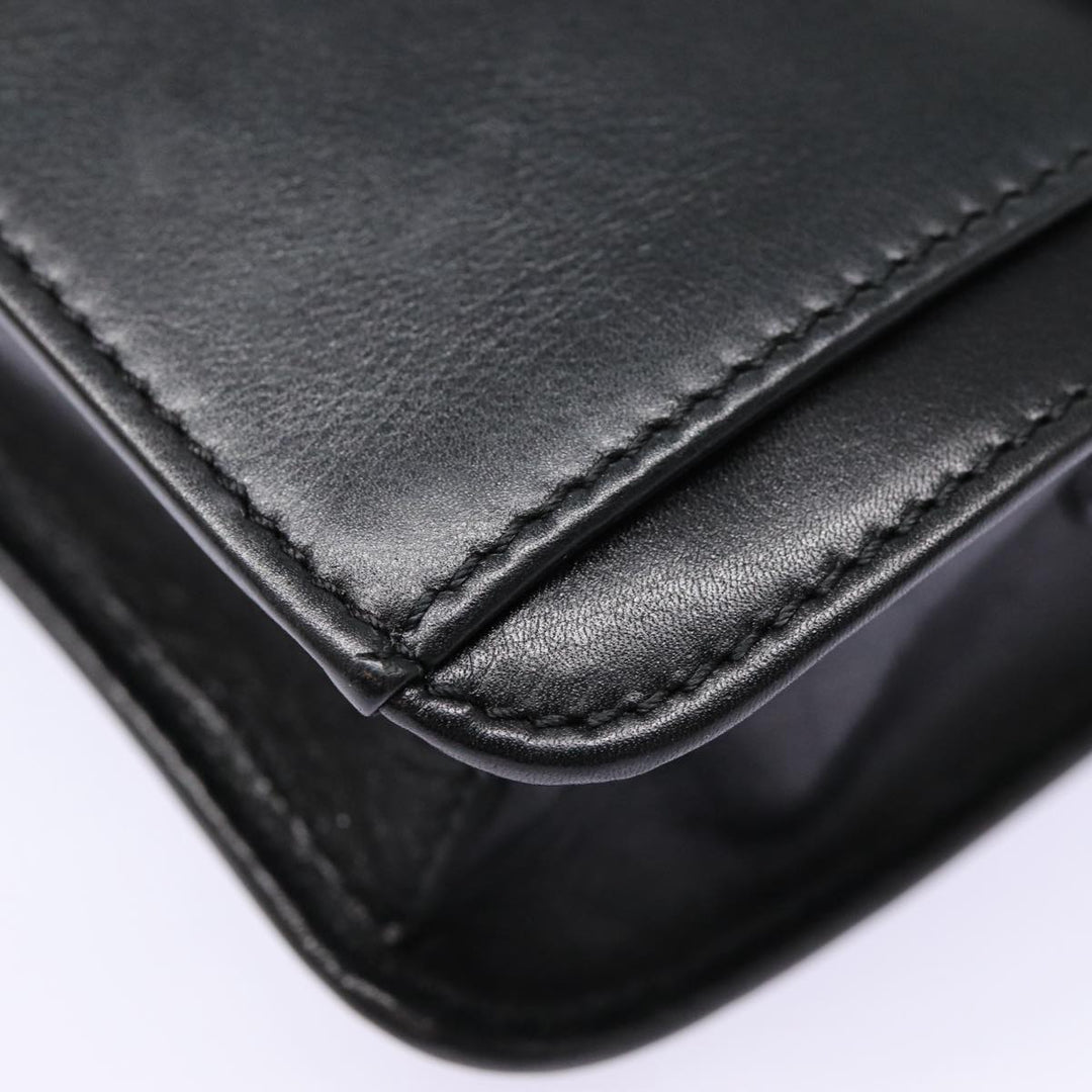 Celine Clutch Bag Leather Black Gold Auth 88603