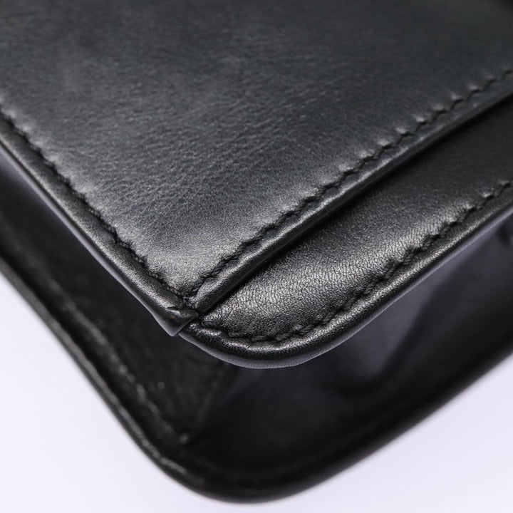 Celine Clutch Bag Leather Black Gold Auth 88603