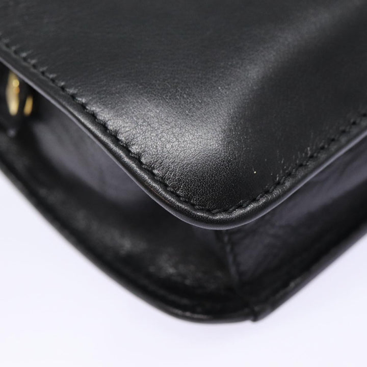 Celine Clutch Bag Leather Black Gold Auth 88603