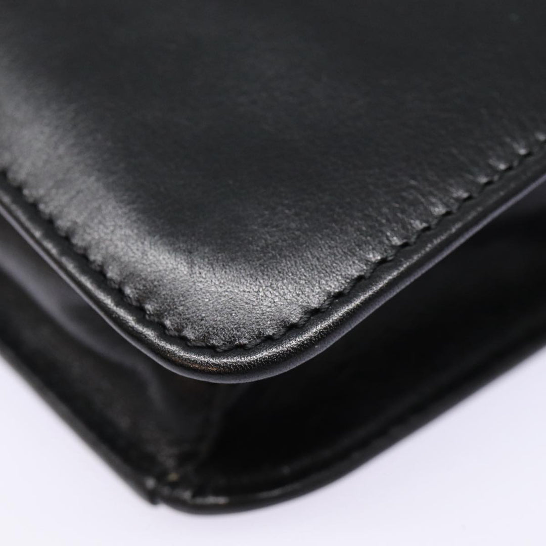 Celine Clutch Bag Leather Black Gold Auth 88603