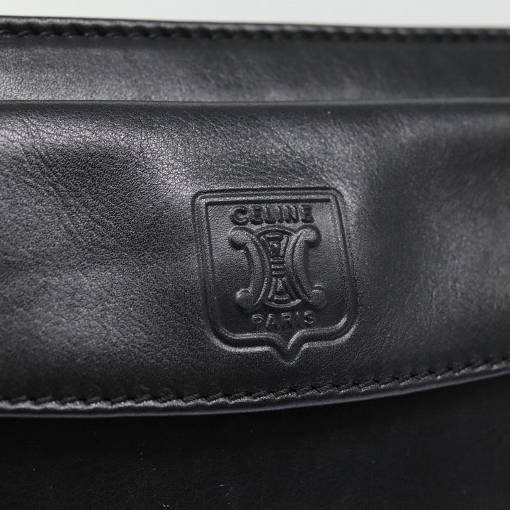 Celine Clutch Bag Leather Black Gold Auth 88603