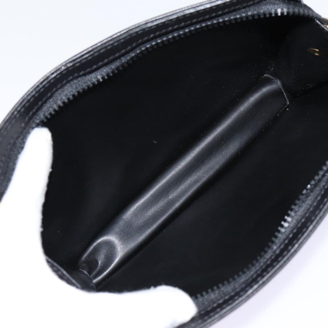 Celine Clutch Bag Leather Black Gold Auth 88603