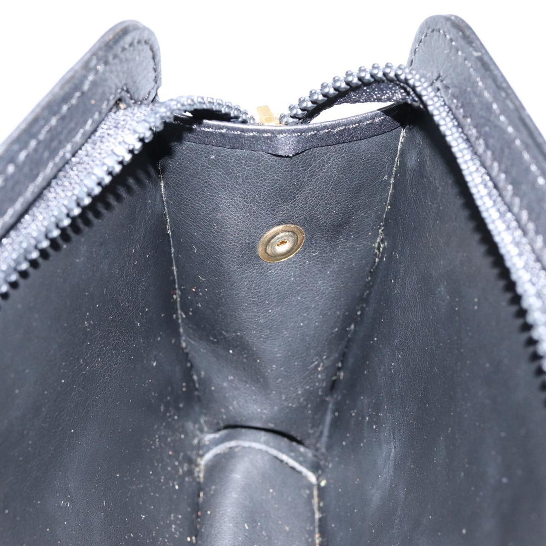 Celine Clutch Bag Leather Black Gold Auth 88603