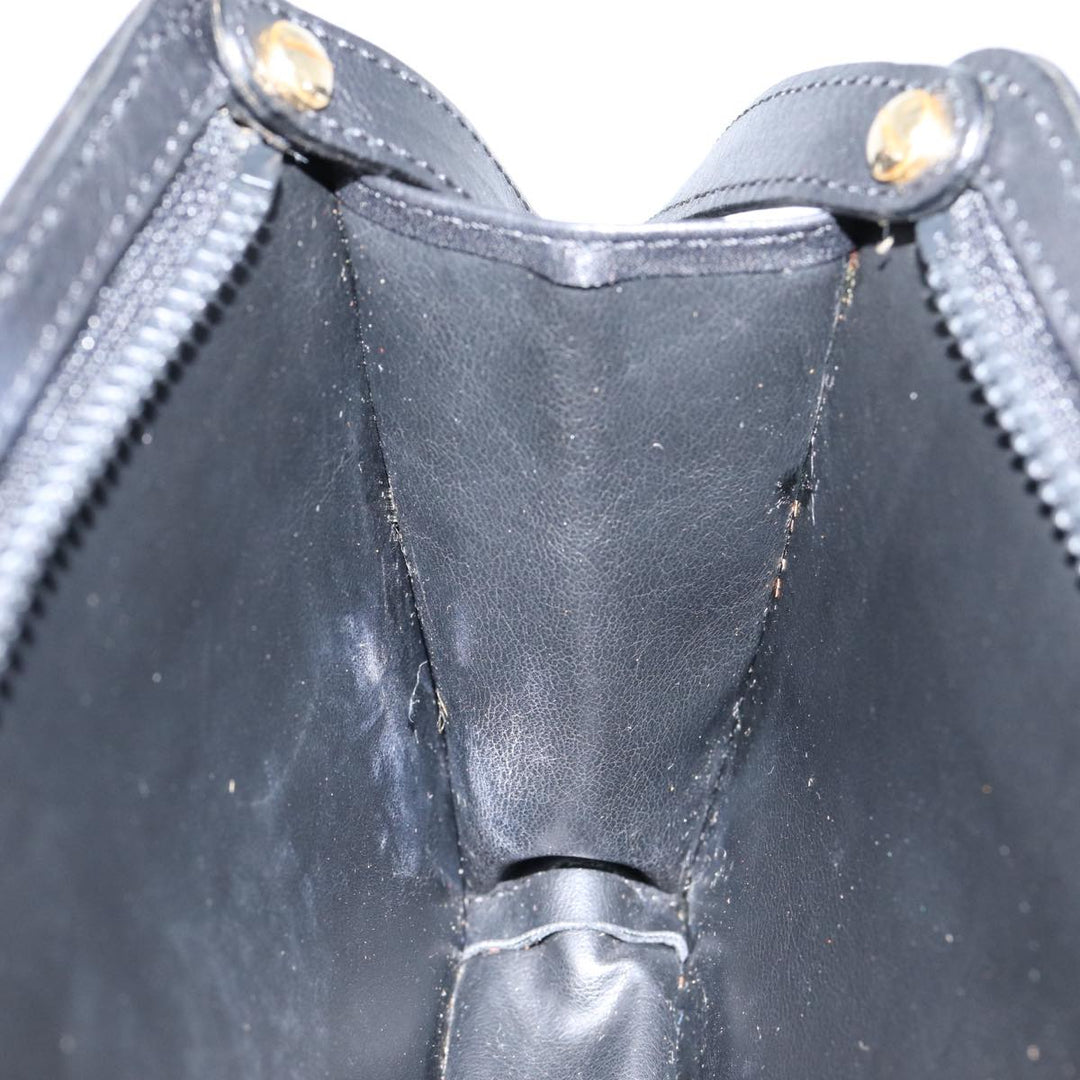 Celine Clutch Bag Leather Black Gold Auth 88603