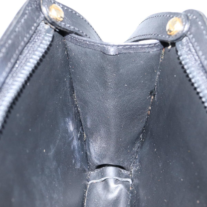 Celine Clutch Bag Leather Black Gold Auth 88603
