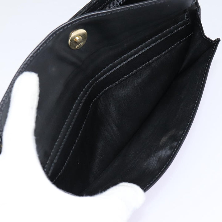Celine Clutch Bag Leather Black Gold Auth 88603