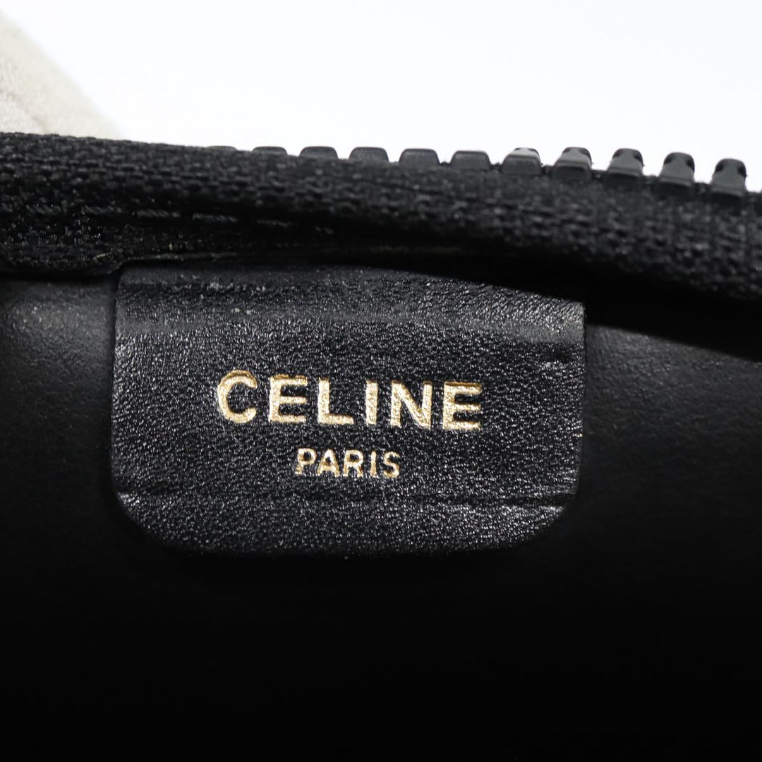 Celine Clutch Bag Leather Black Gold Auth 88603