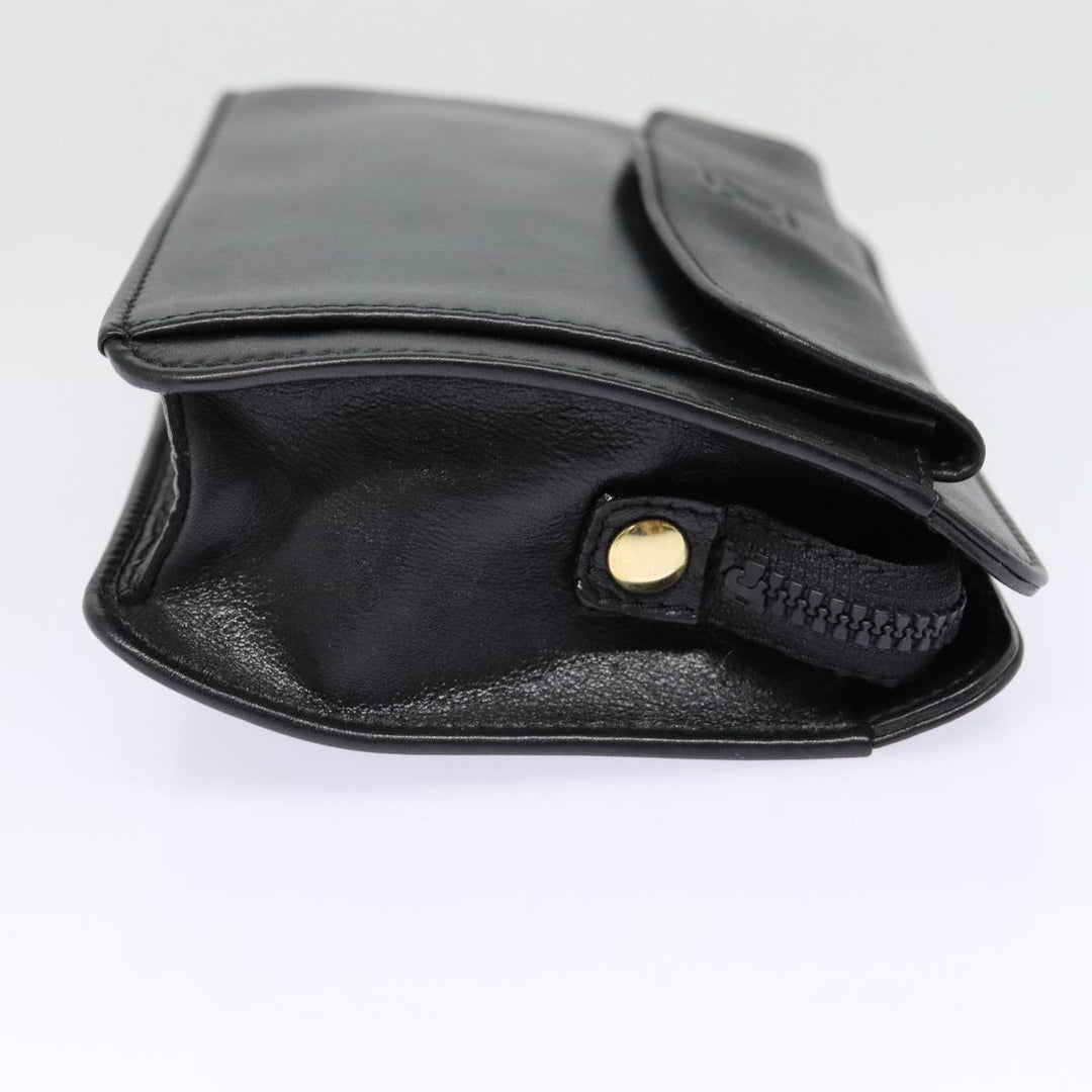Celine Clutch Bag Leather Black Gold Auth 88603