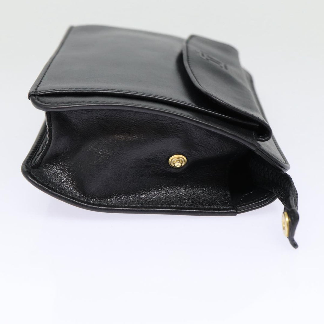Celine Clutch Bag Leather Black Gold Auth 88603