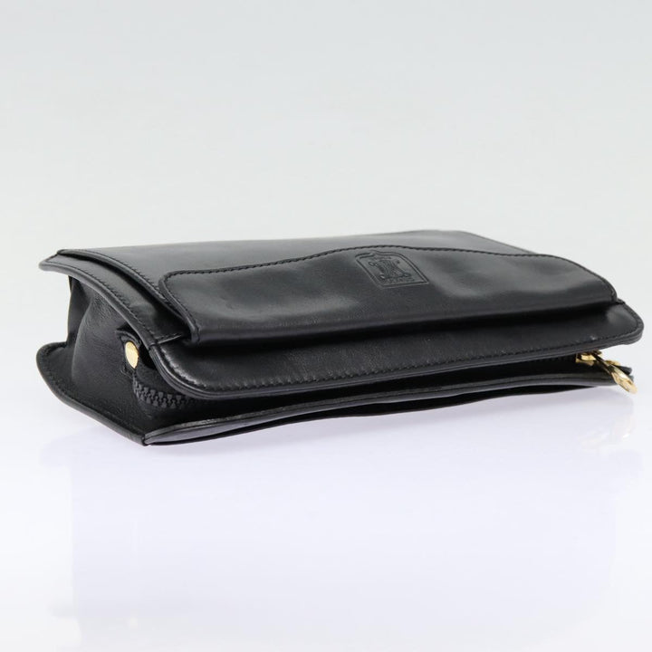 Celine Clutch Bag Leather Black Gold Auth 88603
