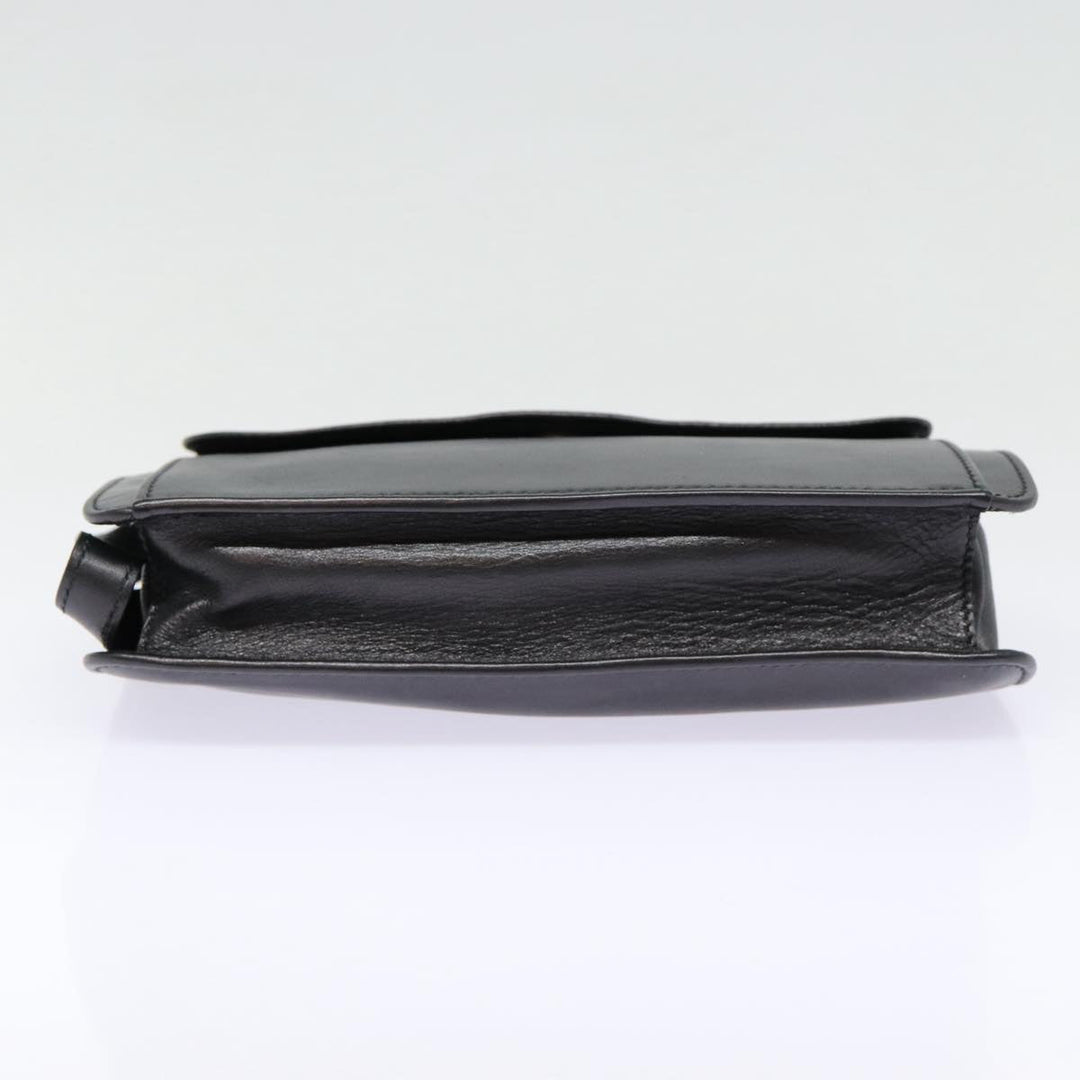 Celine Clutch Bag Leather Black Gold Auth 88603