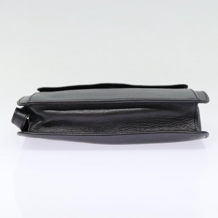 Celine Clutch Bag Leather Black Gold Auth 88603