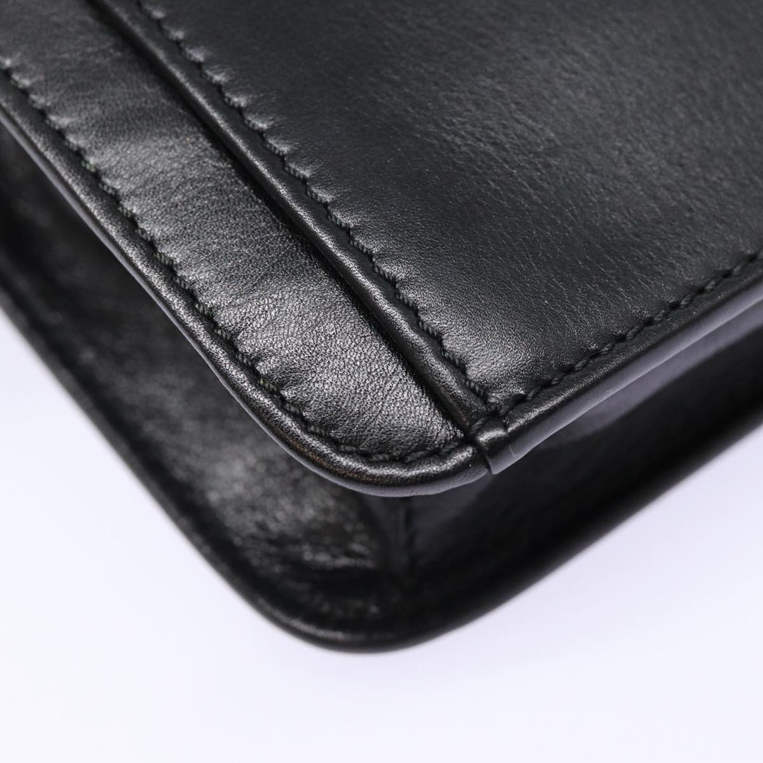 Celine Clutch Bag Leather Black Gold Auth 88603