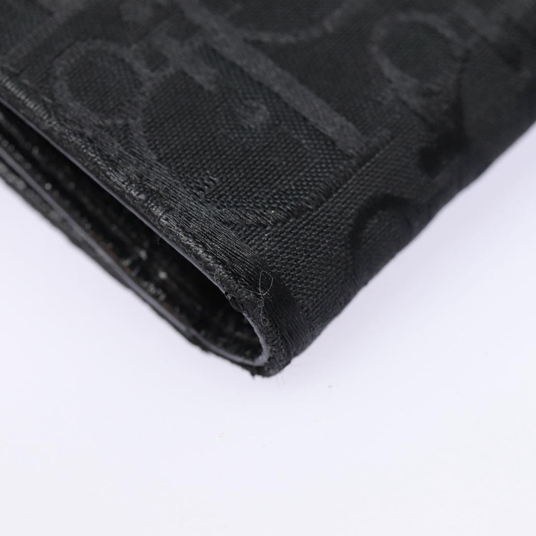 CHRISTIAN Top quality Dior Trotter Canvas Saddle Wallet Black Silver Auth 88606