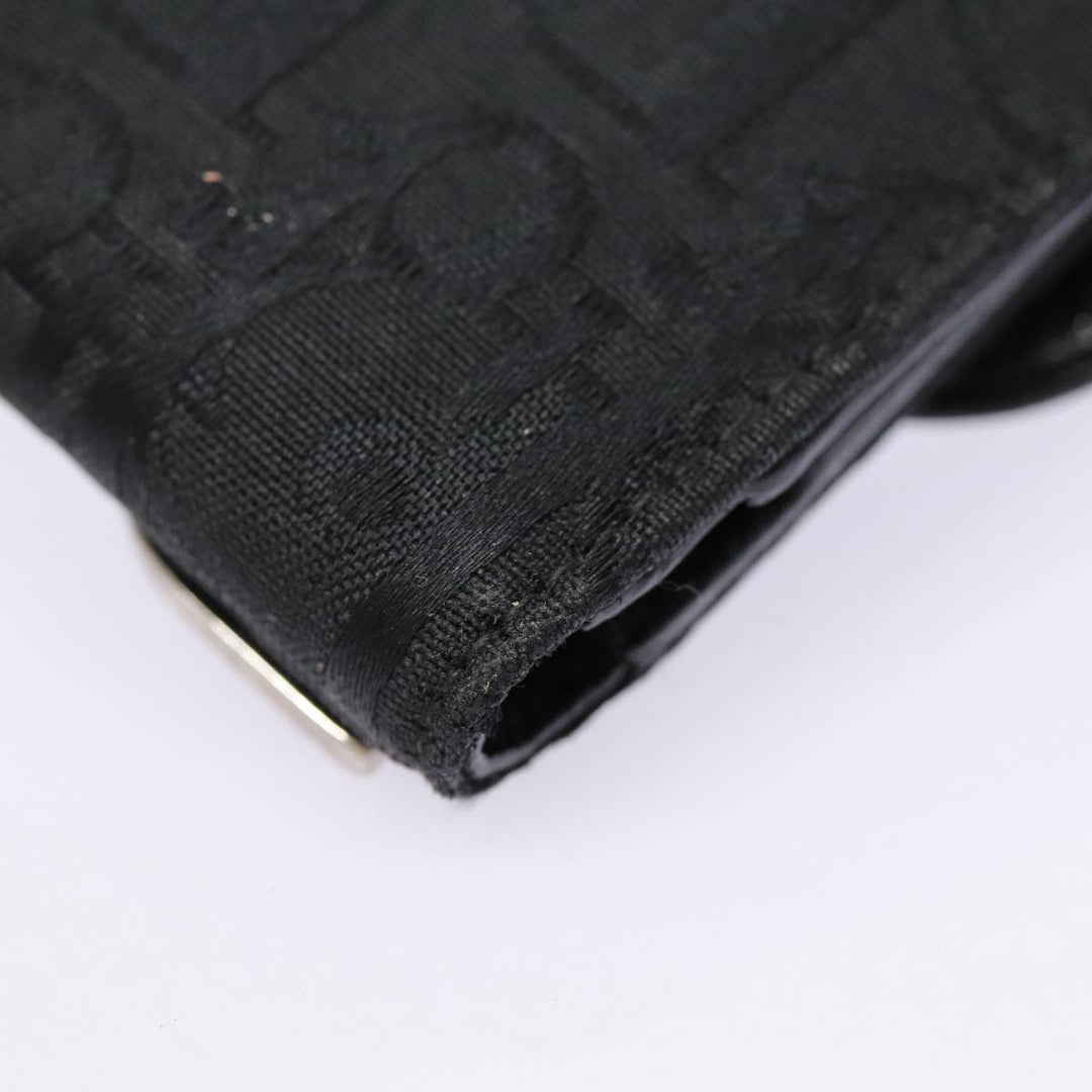 CHRISTIAN Top quality Dior Trotter Canvas Saddle Wallet Black Silver Auth 88606