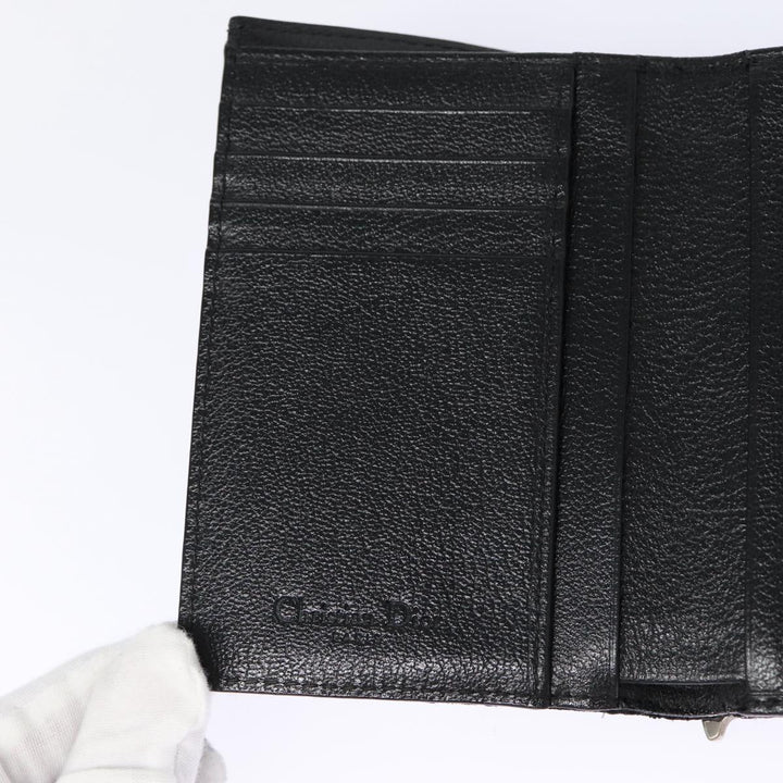 CHRISTIAN Top quality Dior Trotter Canvas Saddle Wallet Black Silver Auth 88606