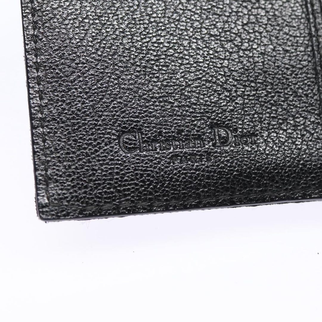 CHRISTIAN Top quality Dior Trotter Canvas Saddle Wallet Black Silver Auth 88606