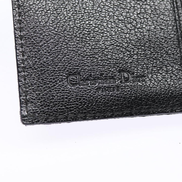 CHRISTIAN Top quality Dior Trotter Canvas Saddle Wallet Black Silver Auth 88606