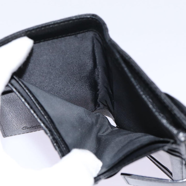 CHRISTIAN Top quality Dior Trotter Canvas Saddle Wallet Black Silver Auth 88606