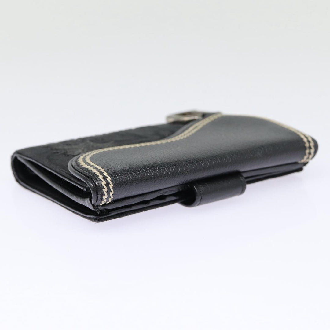 CHRISTIAN Top quality Dior Trotter Canvas Saddle Wallet Black Silver Auth 88606