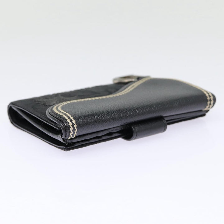 CHRISTIAN Top quality Dior Trotter Canvas Saddle Wallet Black Silver Auth 88606