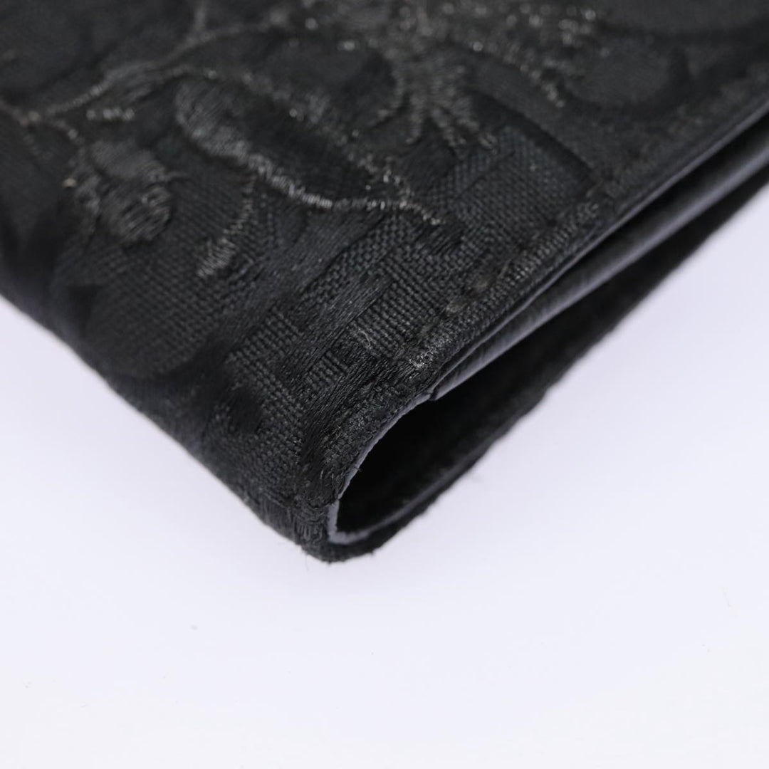 CHRISTIAN Top quality Dior Trotter Canvas Saddle Wallet Black Silver Auth 88606