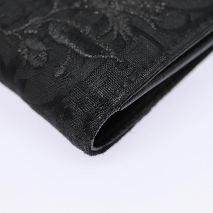 CHRISTIAN Top quality Dior Trotter Canvas Saddle Wallet Black Silver Auth 88606