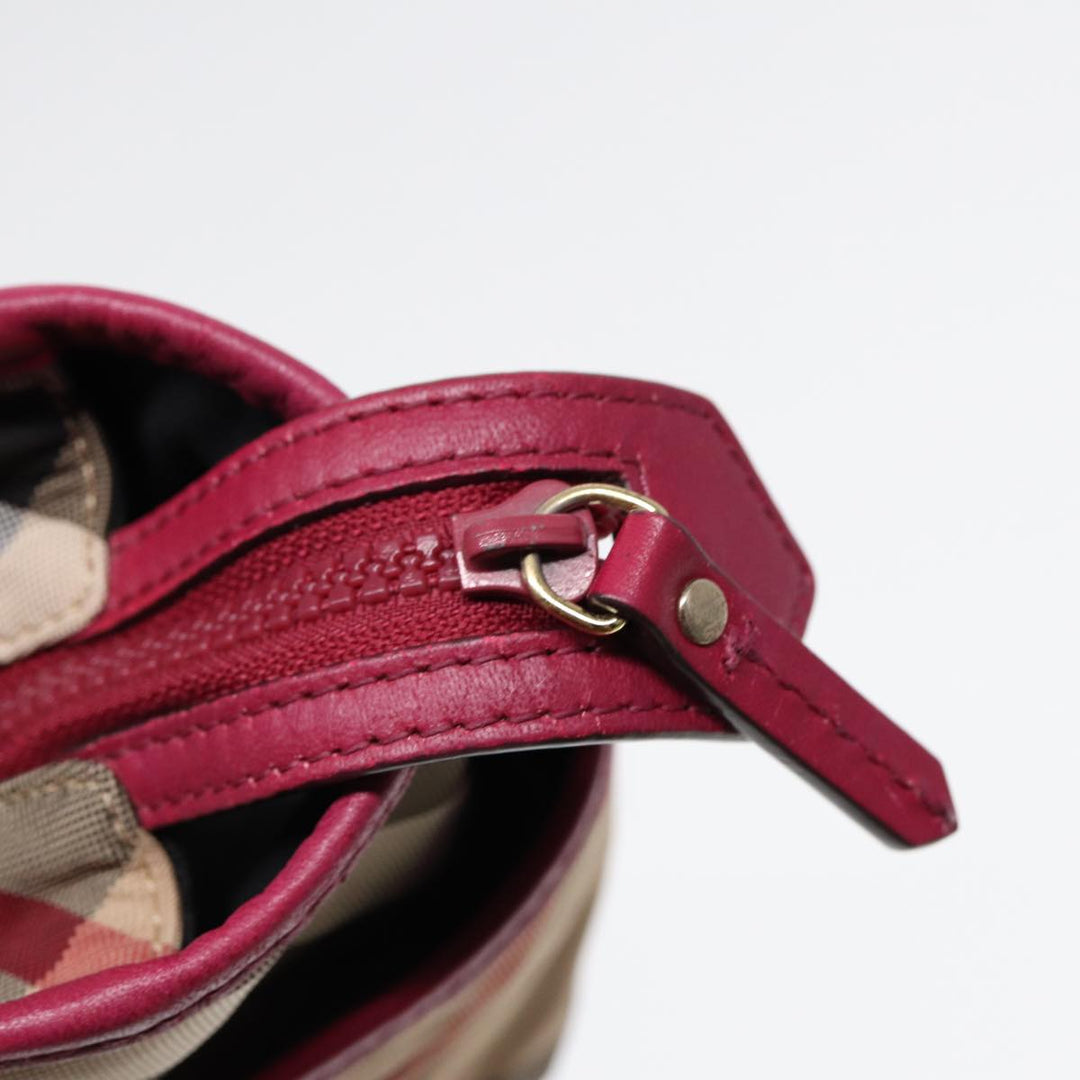 Burberry Nova Check Hand Bag Canvas 2way Beige Gold Auth 88617