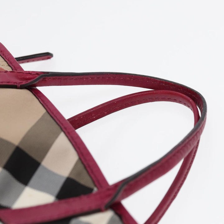 Burberry Nova Check Hand Bag Canvas 2way Beige Gold Auth 88617