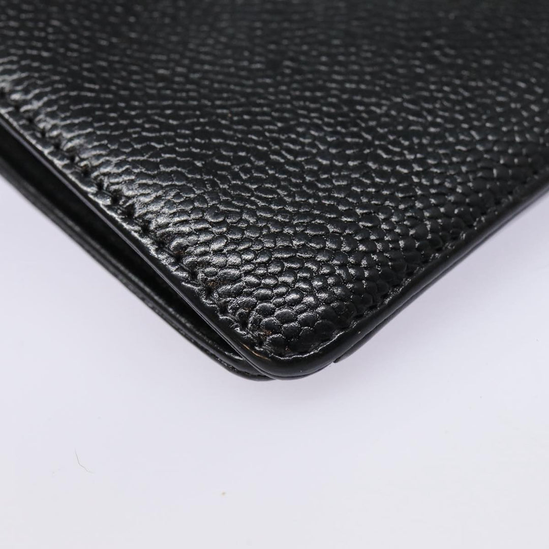 Top Quality Chanel COCO Mark Long Wallet Caviar Skin Black Silver CC Auth 88618