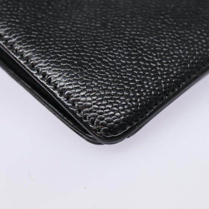 Top Quality Chanel COCO Mark Long Wallet Caviar Skin Black Silver CC Auth 88618