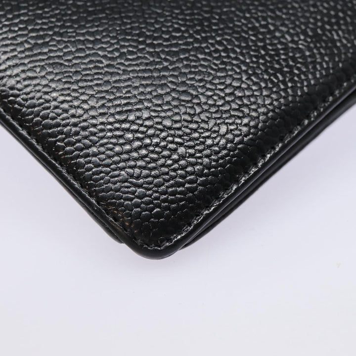 Top Quality Chanel COCO Mark Long Wallet Caviar Skin Black Silver CC Auth 88618