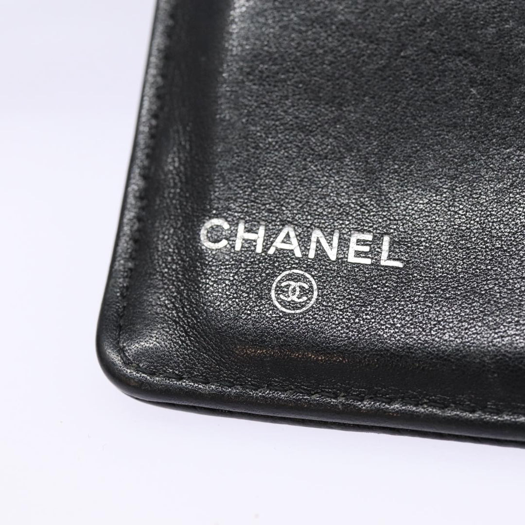 Top Quality Chanel COCO Mark Long Wallet Caviar Skin Black Silver CC Auth 88618