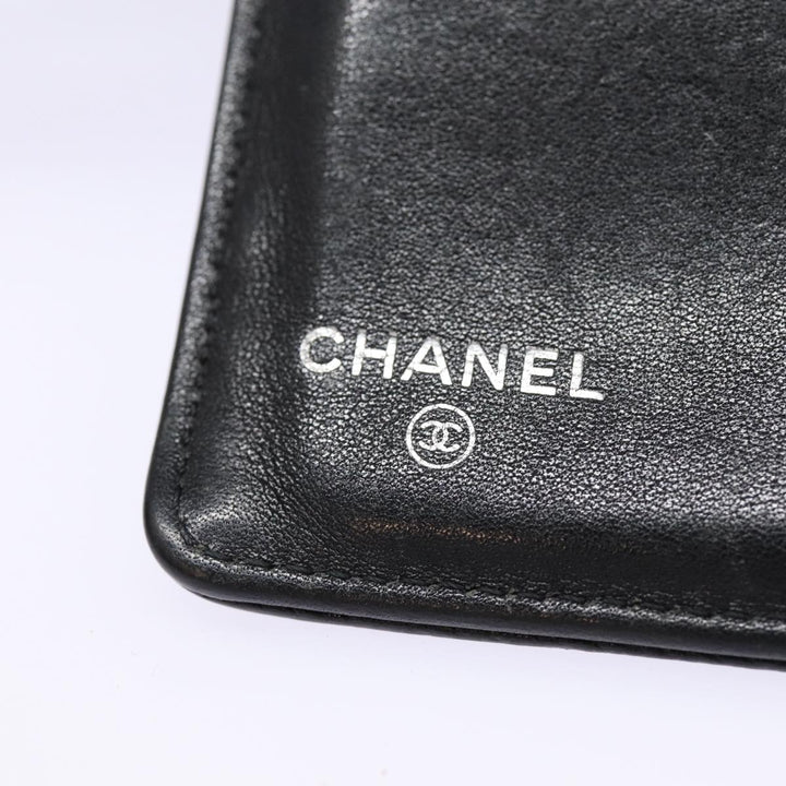 Top Quality Chanel COCO Mark Long Wallet Caviar Skin Black Silver CC Auth 88618