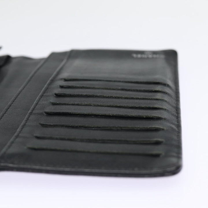 Top Quality Chanel COCO Mark Long Wallet Caviar Skin Black Silver CC Auth 88618