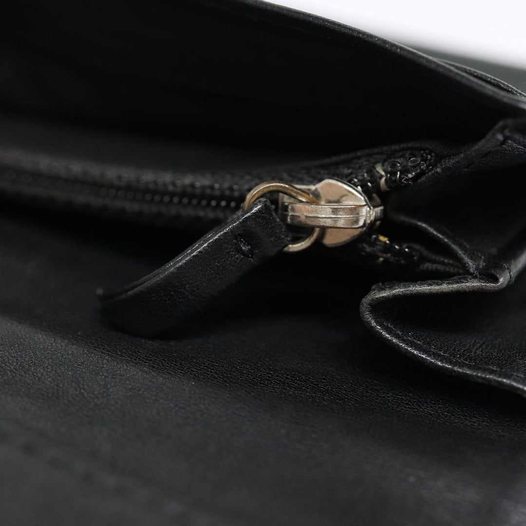 Top Quality Chanel COCO Mark Long Wallet Caviar Skin Black Silver CC Auth 88618