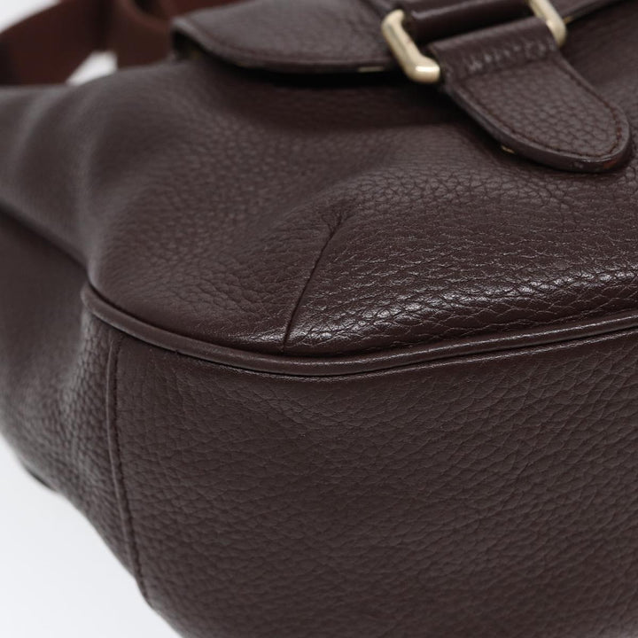 Burberry Black label Calf Leather Shoulder Bag Brown Gold Silver Auth 88621