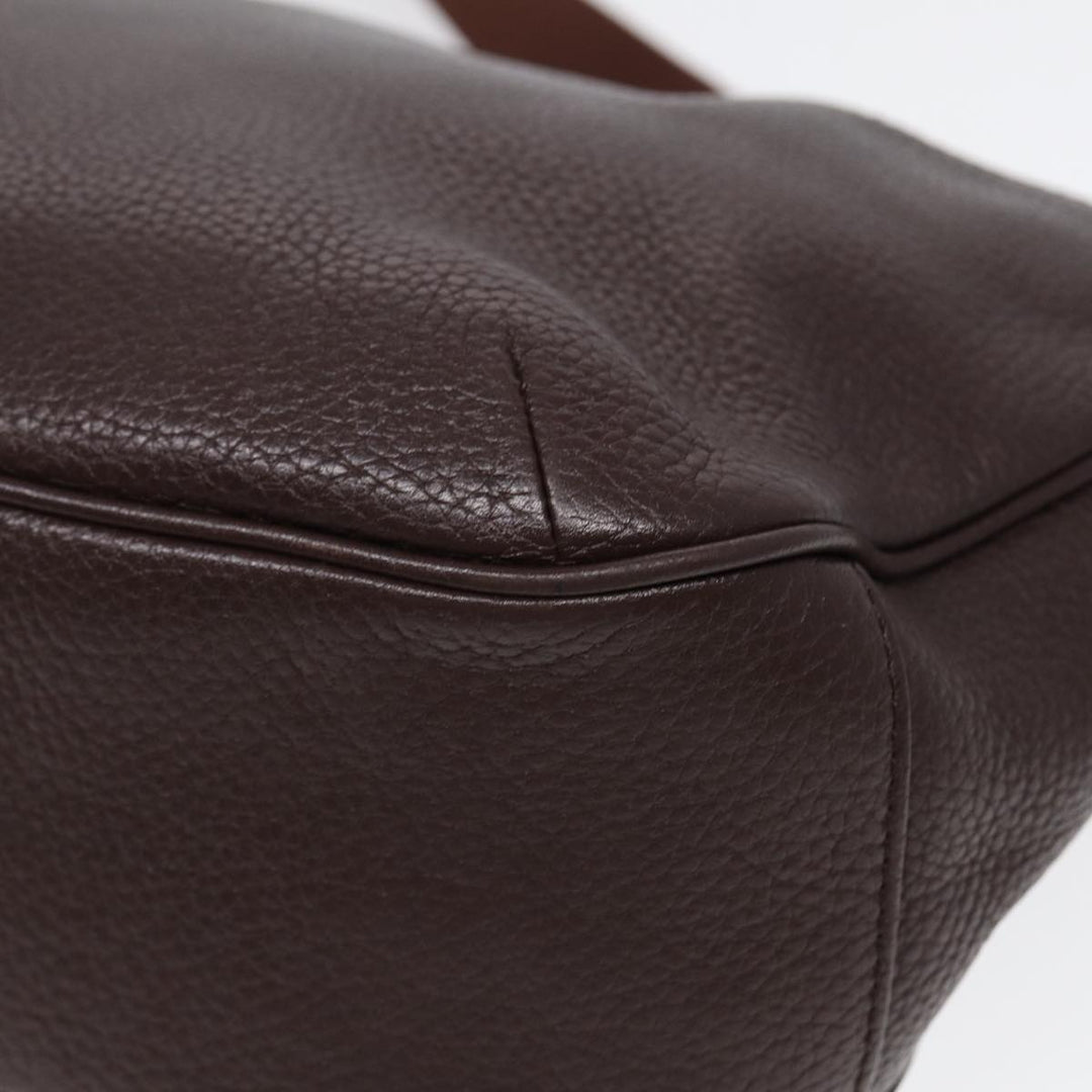 Burberry Black label Calf Leather Shoulder Bag Brown Gold Silver Auth 88621