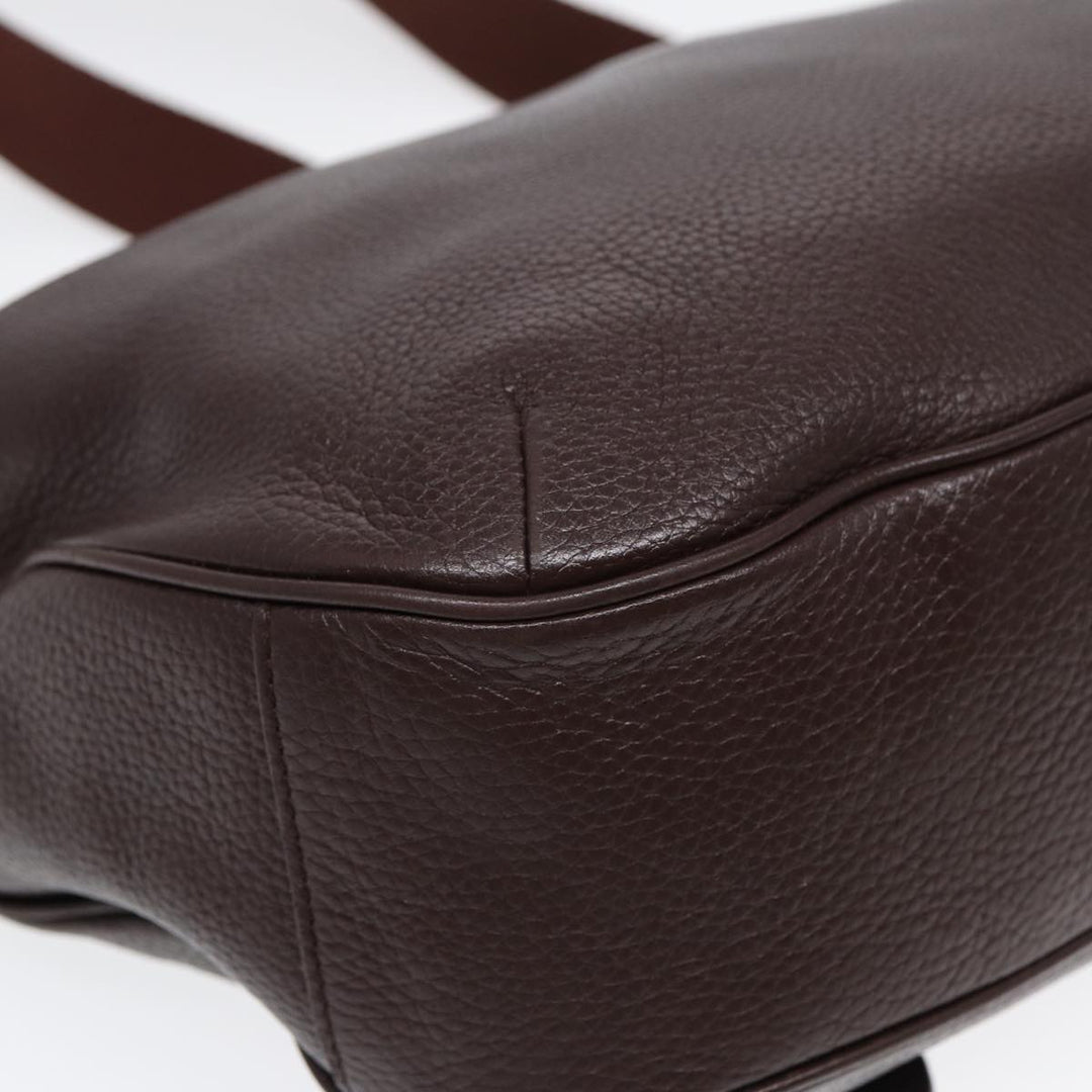 Burberry Black label Calf Leather Shoulder Bag Brown Gold Silver Auth 88621