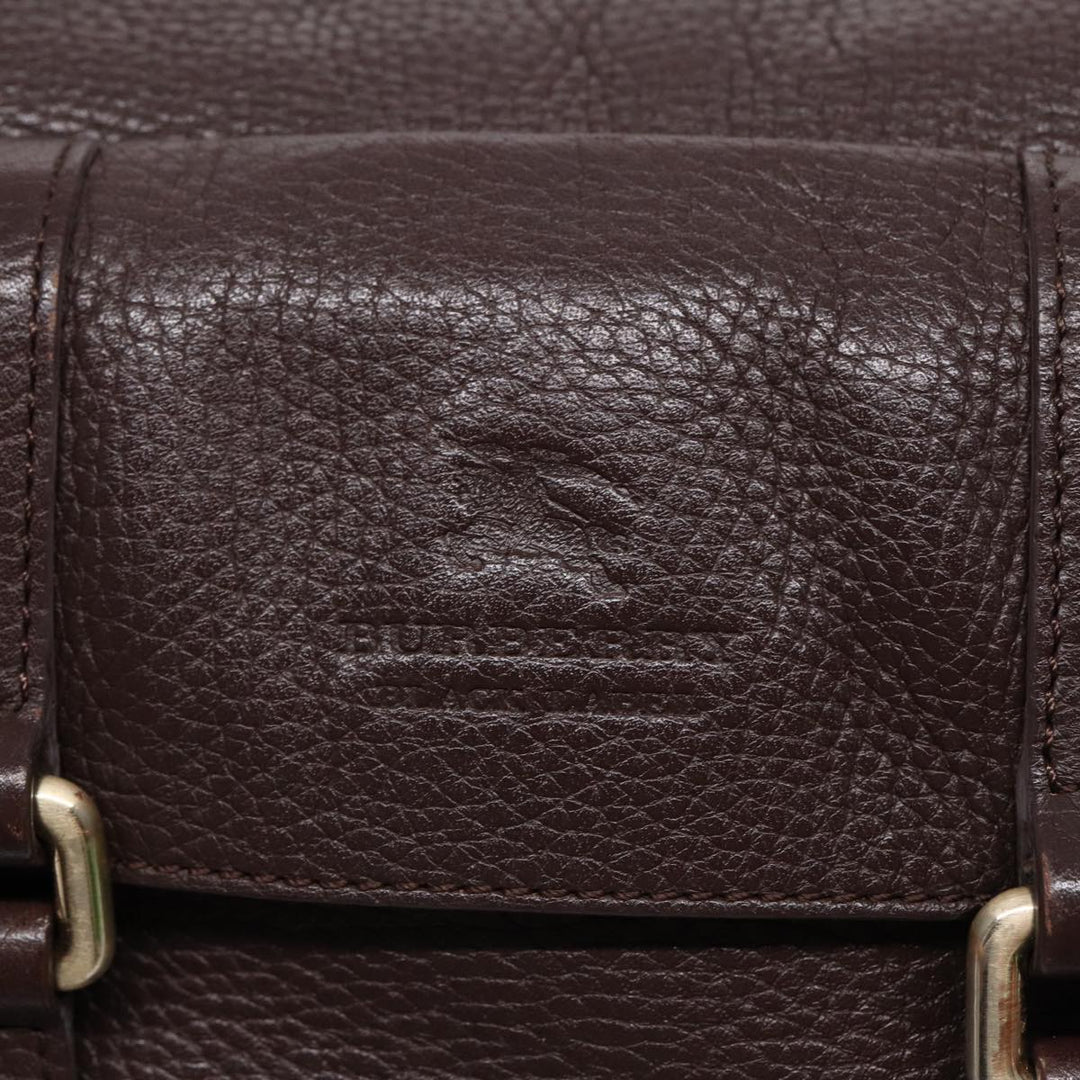 Burberry Black label Calf Leather Shoulder Bag Brown Gold Silver Auth 88621