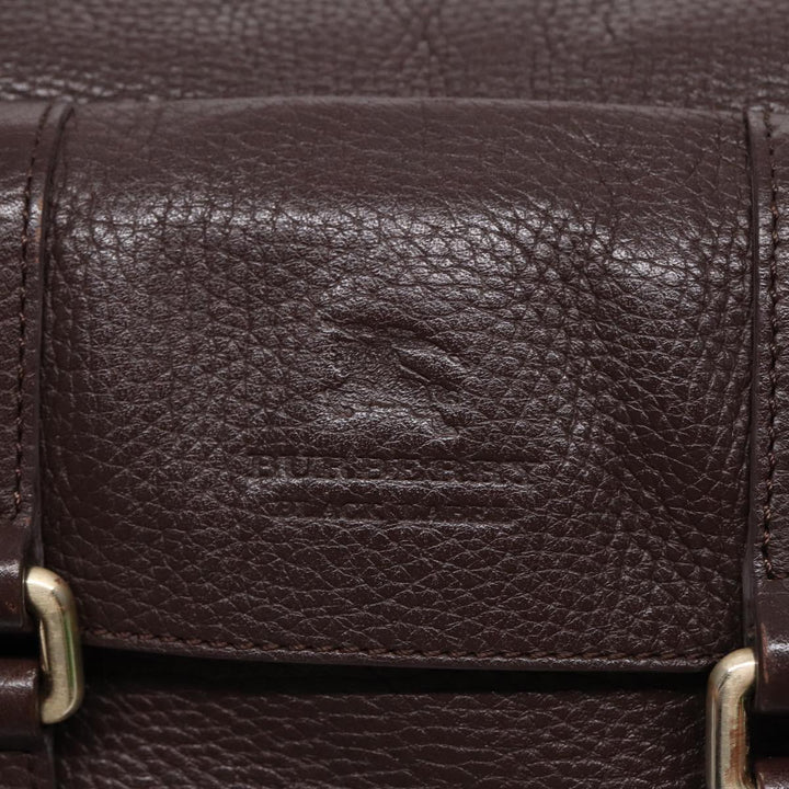 Burberry Black label Calf Leather Shoulder Bag Brown Gold Silver Auth 88621