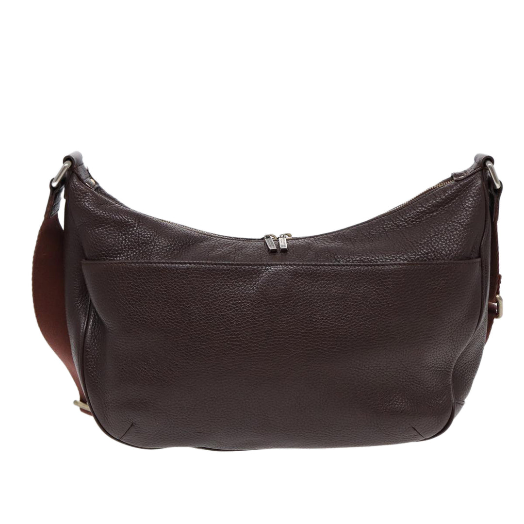 Burberry Black label Calf Leather Shoulder Bag Brown Gold Silver Auth 88621