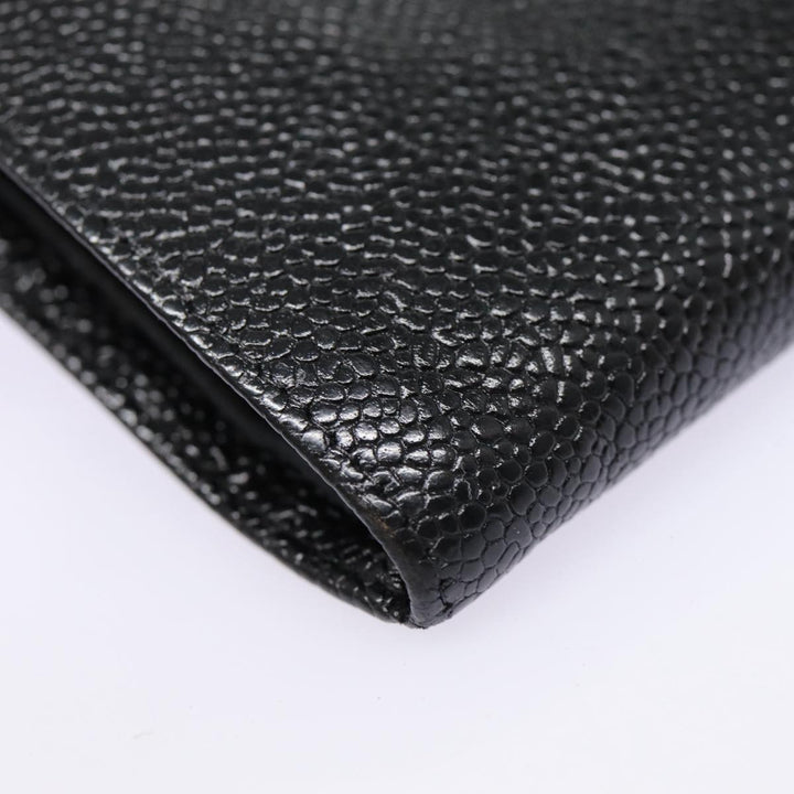 Top Quality Chanel COCO Mark Long Wallet Caviar Skin Black Gold CC Auth 88623