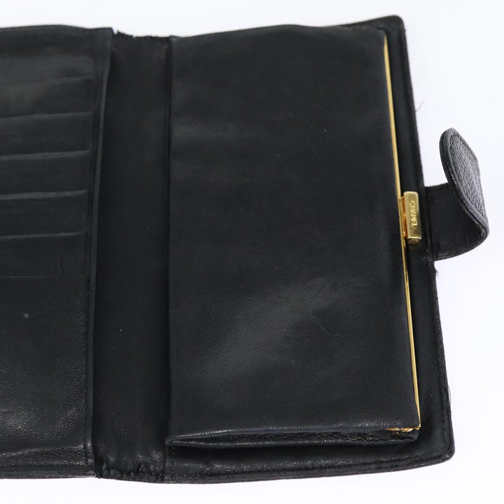 Top Quality Chanel COCO Mark Long Wallet Caviar Skin Black Gold CC Auth 88623