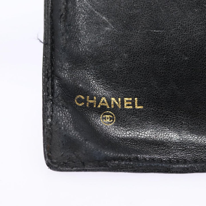 Top Quality Chanel COCO Mark Long Wallet Caviar Skin Black Gold CC Auth 88623