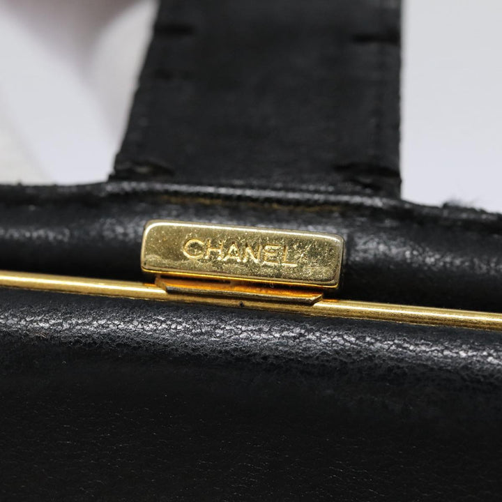 Top Quality Chanel COCO Mark Long Wallet Caviar Skin Black Gold CC Auth 88623